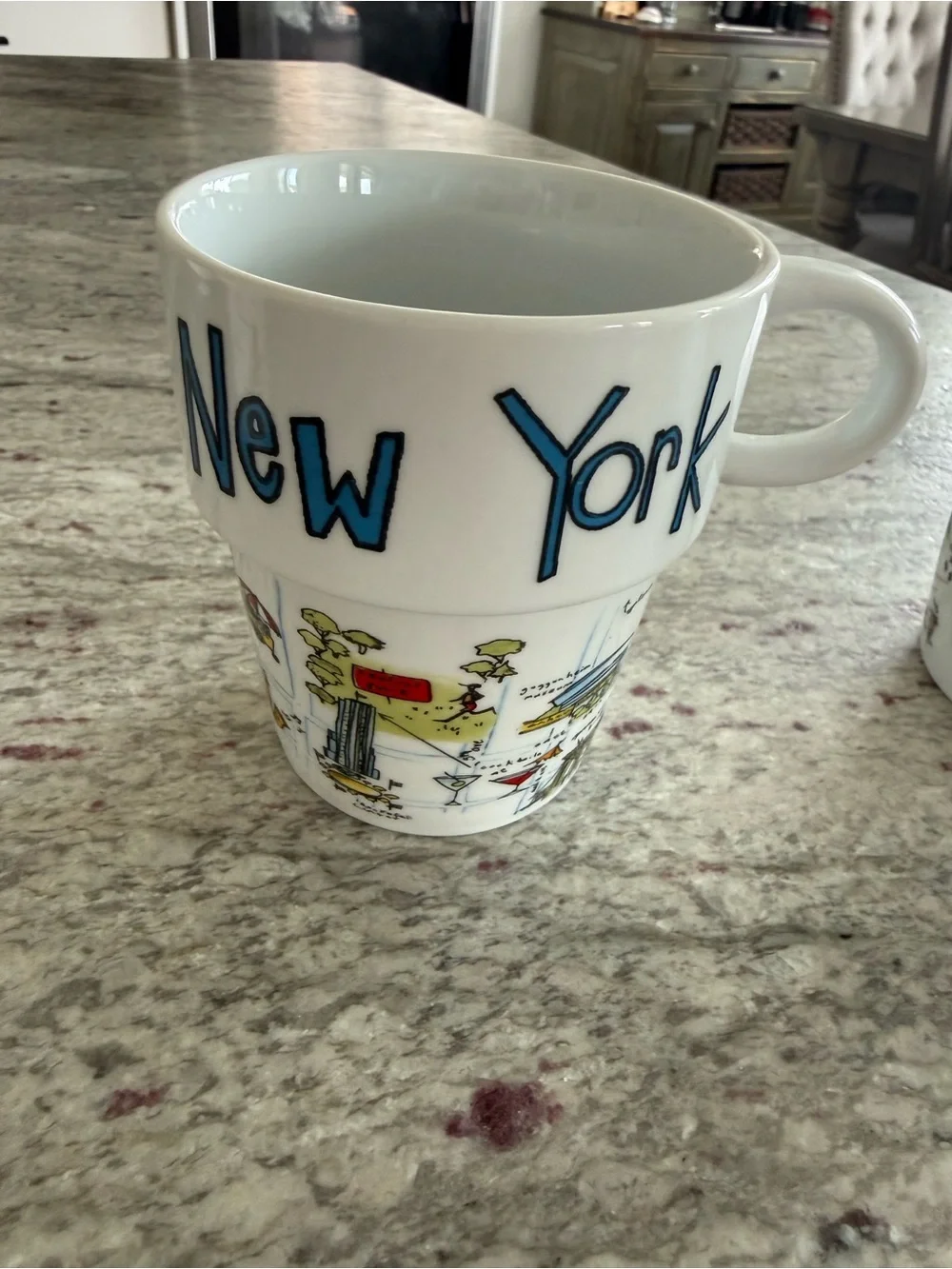 Stackable City Mugs Set - White with Multicolor City Names